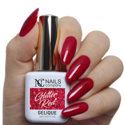 UV Nail Polish - GLITTER RED 6ml